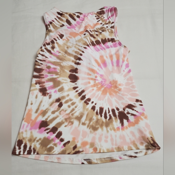 Lands End High Neck Tankini Swimsuit Top Tie Dye Pink Size 2 Built in Bra NWT - Picture 2 of 13